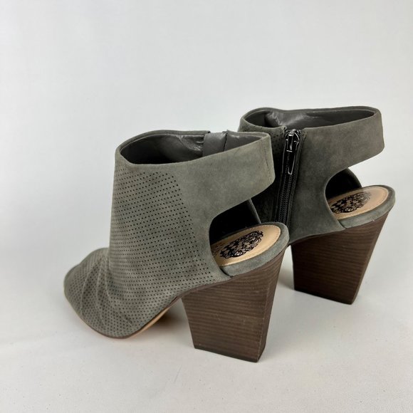 Vince Camuto Womens Kentvi Gray Suede Peep Toe Sandal Bootie Block Heel size 10 - Picture 8 of 16